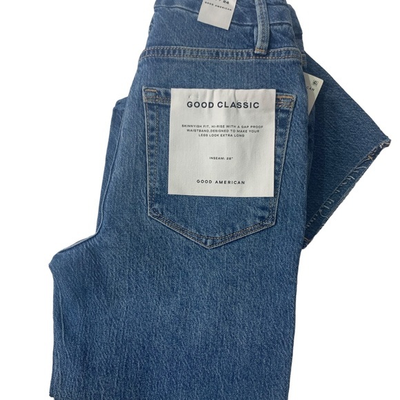 Good American Good Classic Raw Hem Jeans size 24 NWT - Picture 1 of 7
